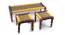 Hamilton Bench & Stool Set - Purple & Yellow (Teak Finish, Purple & Yellow) by Urban Ladder - Cross View Design 1 - 357401