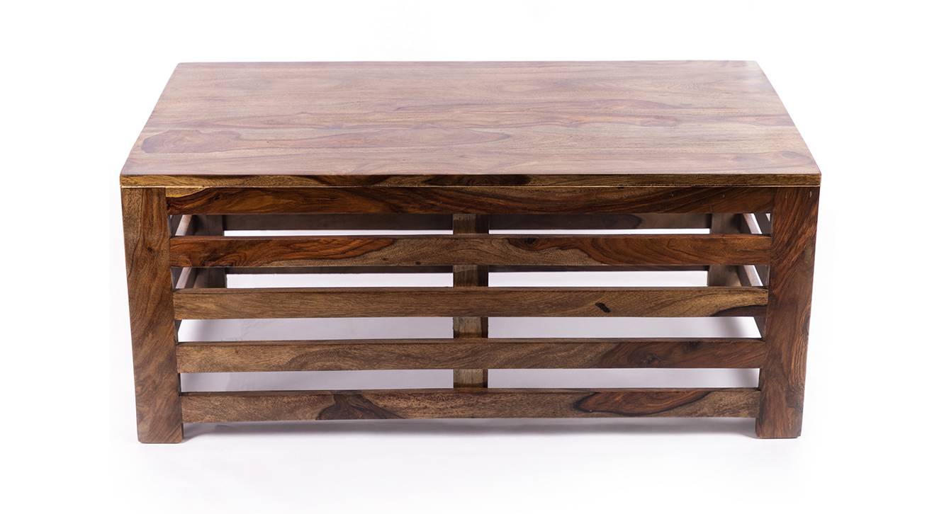 Erickson Rectangular Solid Wood Coffee Table in Teak Finish Urban Ladder