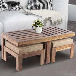 Tables In Jaipur Design Irish Rectangular Solid Wood Coffee Table in Teak Finish