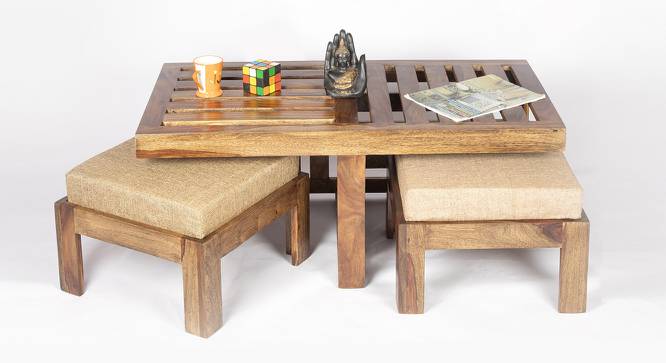 Irish Coffee Table Set - Jute Beige (Teak Finish, Jute Beige) by Urban Ladder - Front View Design 1 - 357498