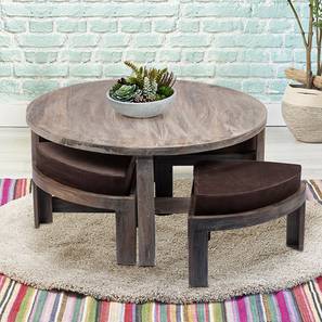 Coffee Table Design Nashville Round Solid Wood Coffee Table in Antique Grey Grey Velvet