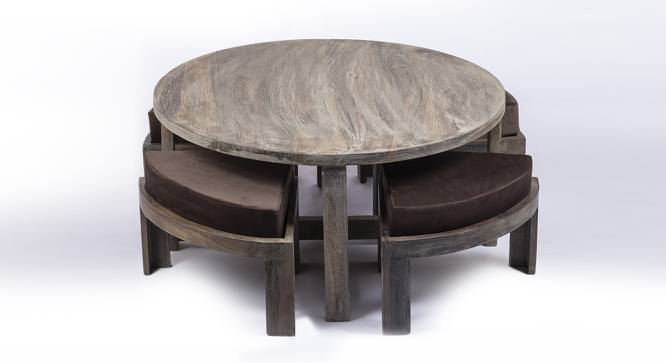 Nashville Coffee Table Set - Grey Velvet (Grey Velvet, Antique Grey Finish) by Urban Ladder - Cross View Design 1 - 357644