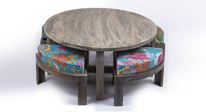 Nashville Coffee Table Set - Floral Print Green Kantha (Floral Print Green Kantha, Antique Grey Finish) by Urban Ladder - Front View Design 1 - 357652