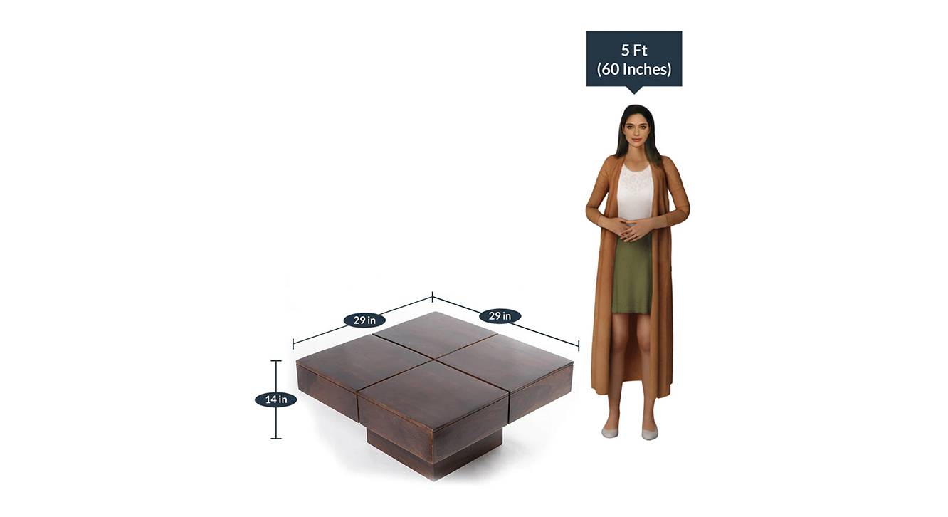 Montreal Square Solid Wood Coffee Table in Walnut Finish Urban Ladder
