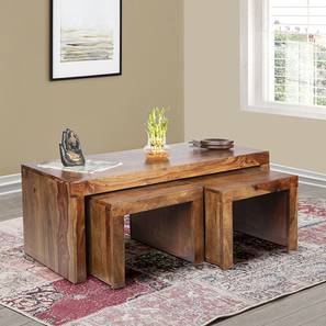 Center Tables Design Robert Rectangular Solid Wood Coffee Table in Teak Teak Finish