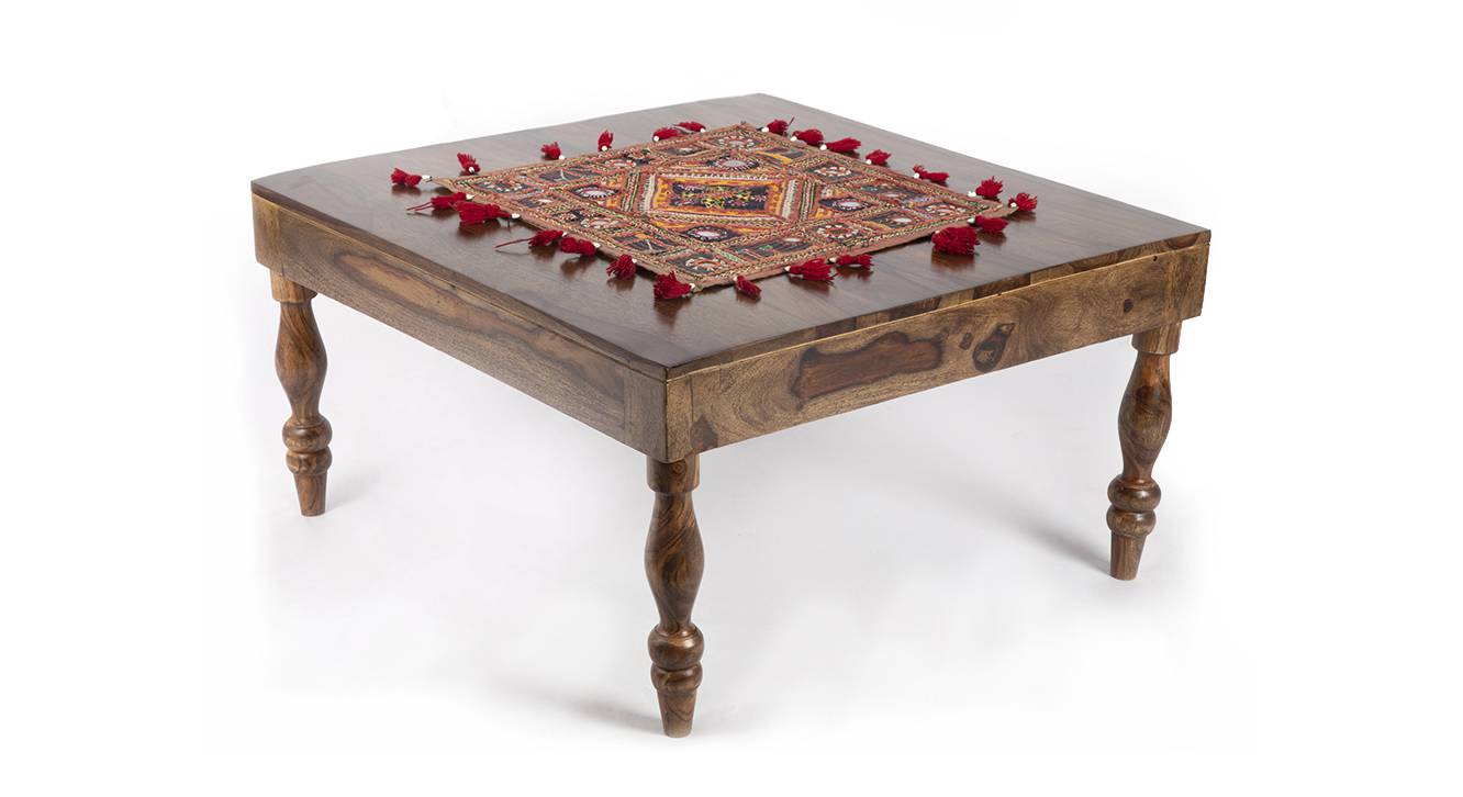 Sydney Square Solid Wood Coffee Table in Teak Finish Urban Ladder