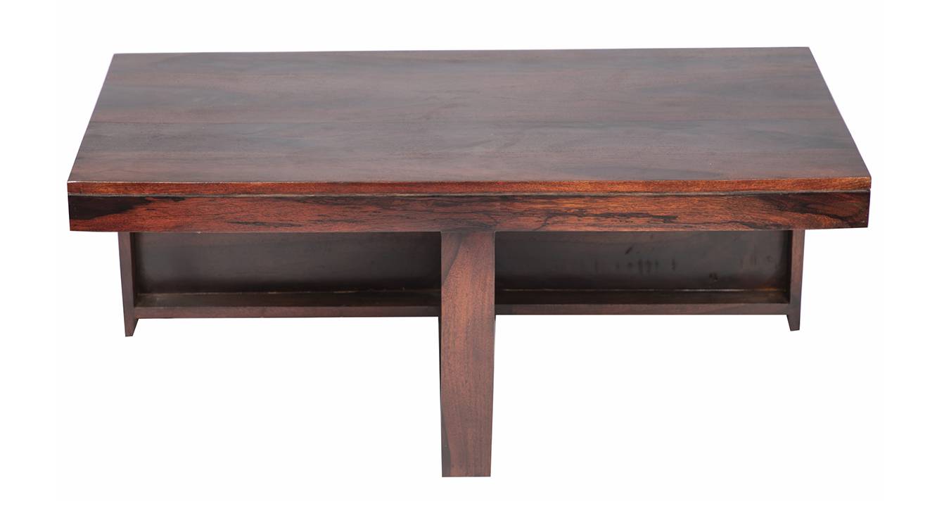 Irish Rectangular Solid Wood Coffee Table in Walnut Finish Urban Ladder