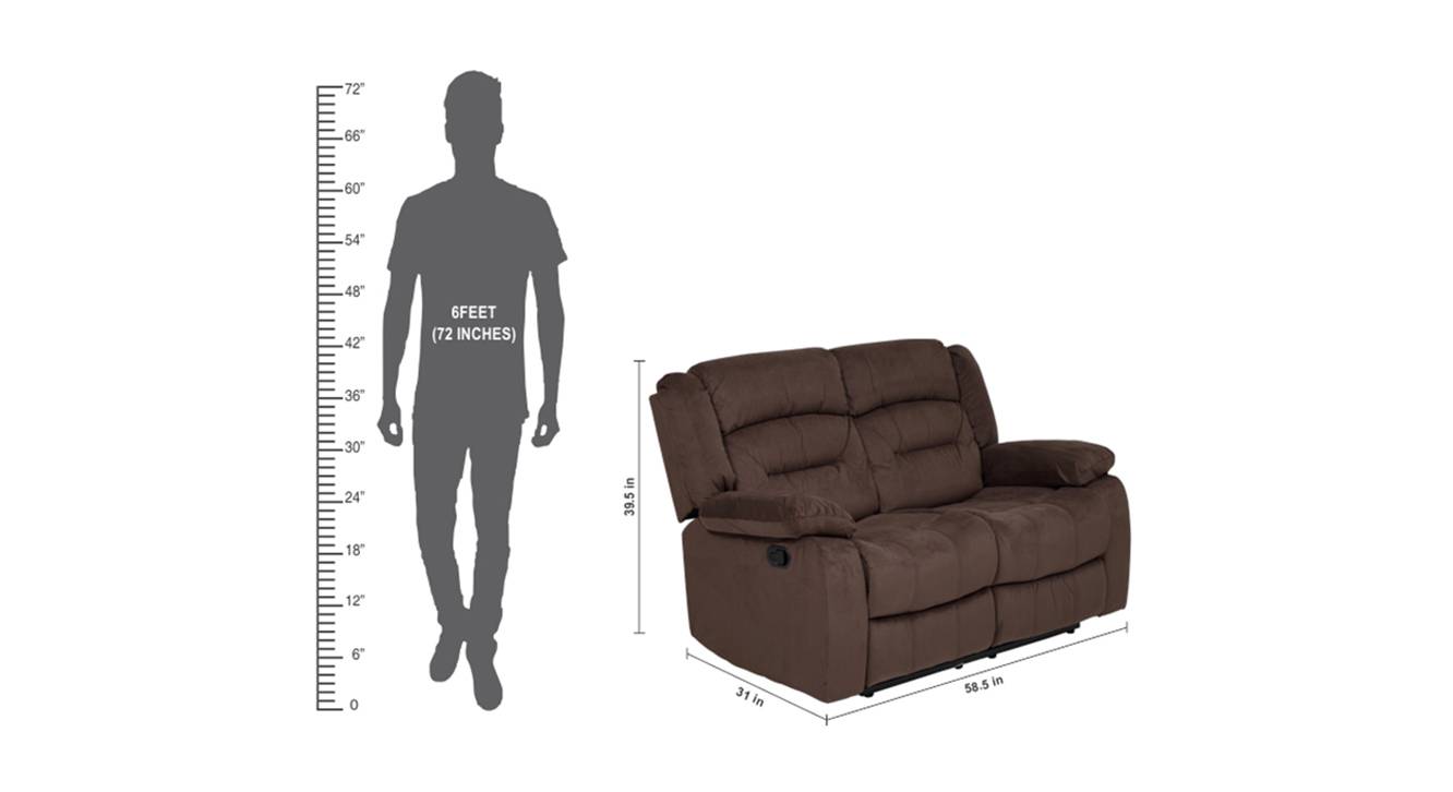 Clinton fabric recliner sofa 2 seater dark brown 6