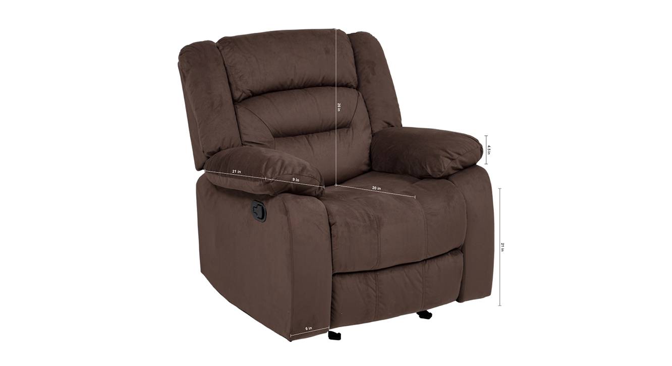 Clinton fabric recliner sofa 1 seater dark brown 7
