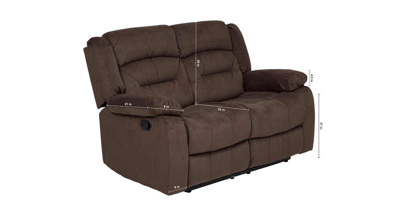 Clinton fabric recliner sofa 2 seater dark brown 7