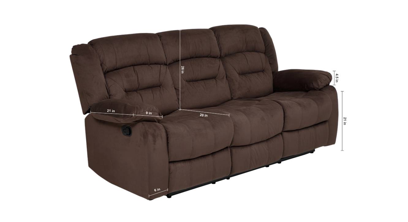 Clinton fabric recliner sofa 3 seater dark brown 7