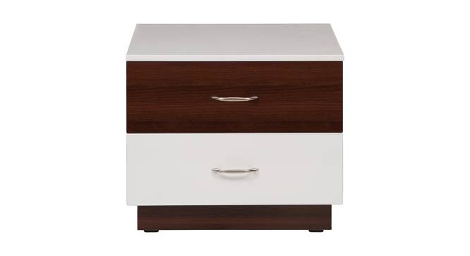 Element Bedside Table (White + Walnut) by Urban Ladder - Front View Design 1 - 358241