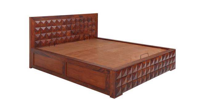 Diamond Queen Bed With Hydraulic Storage (Walnut Finish, Queen Bed Size) by Urban Ladder - Front View Design 1 - 358247