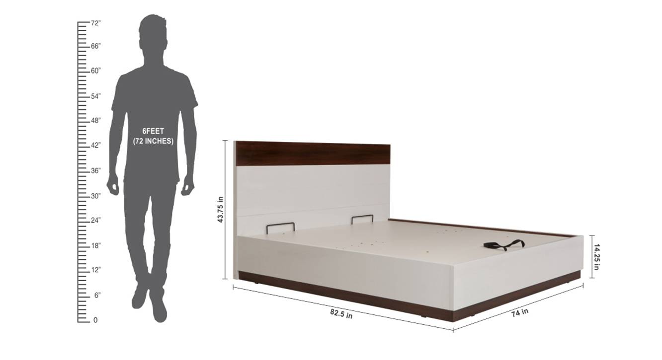 Element Engineered Wood King Size Hydraulic Storage Bed in Walnut