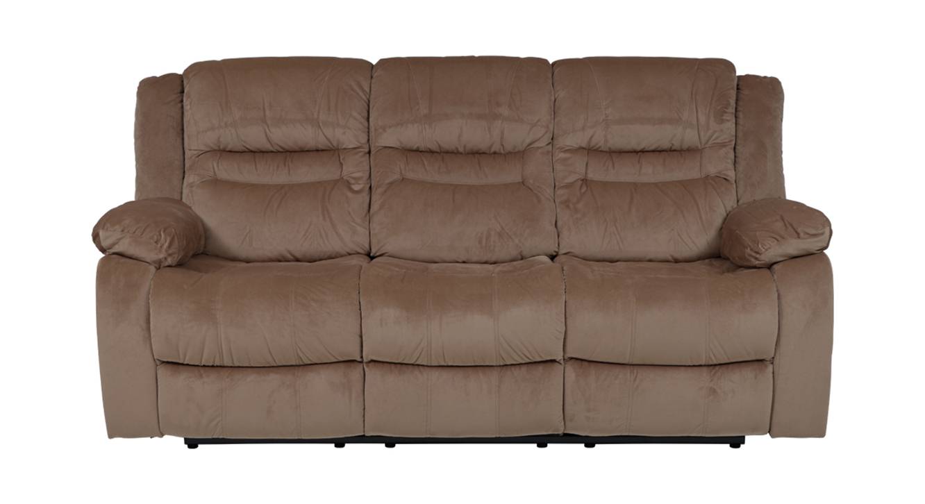 Houston Fabric Seater Manual Recliner in Light Brown Colour Urban Ladder
