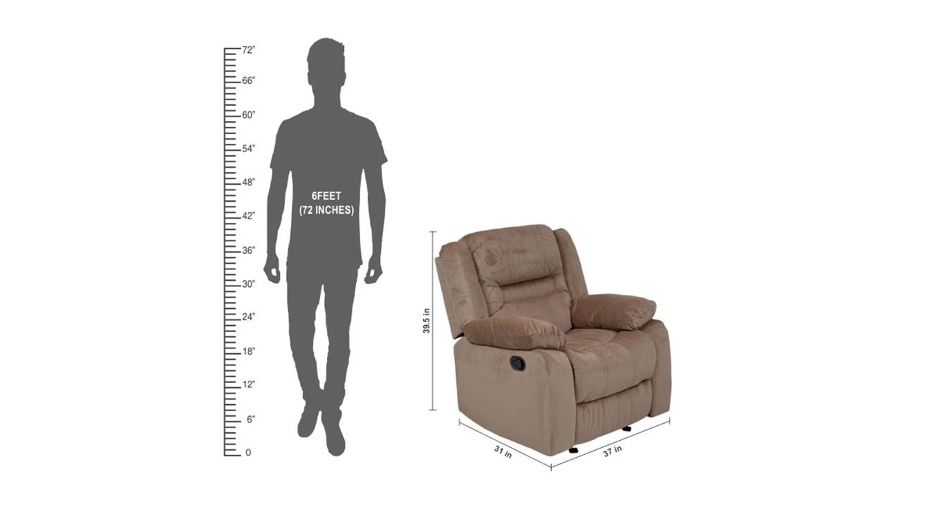 Houston fabric recliner sofa 1 seater light brown 6