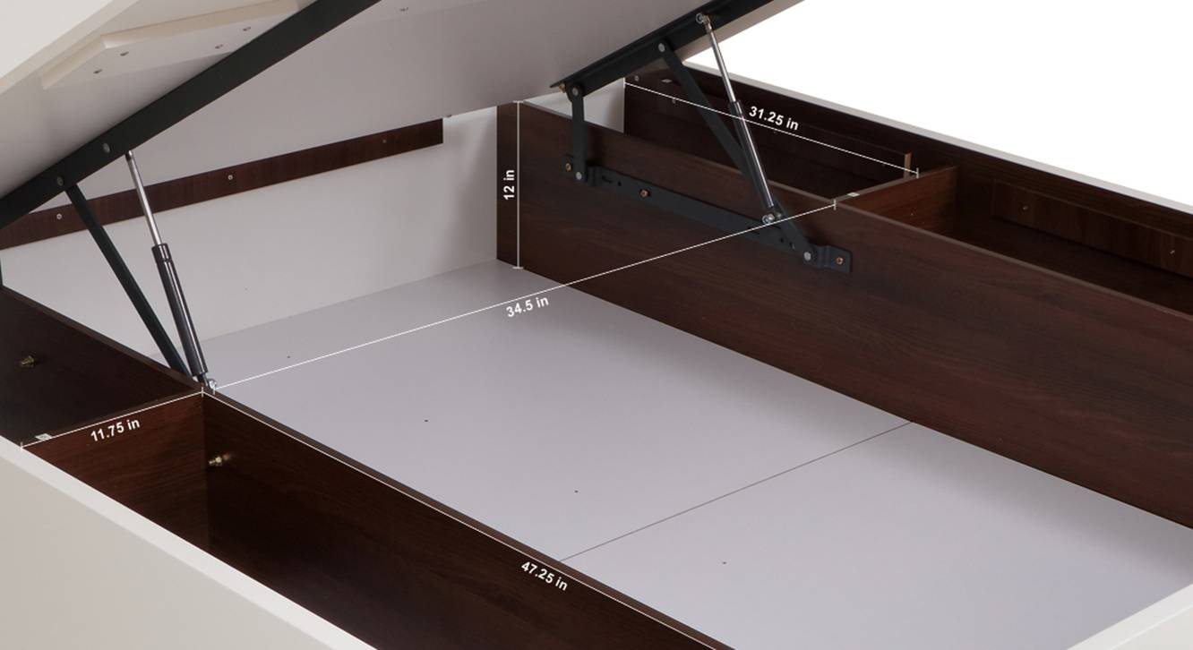 Element Engineered Wood Queen Size Hydraulic Storage Bed in Walnut