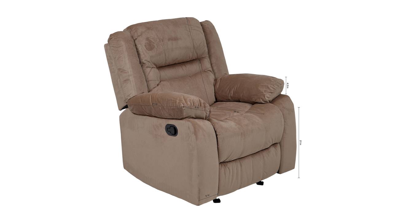 Houston fabric recliner sofa 1 seater light brown 7