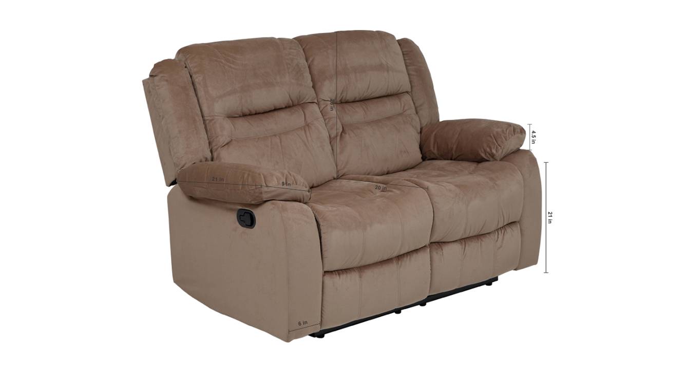 Houston fabric recliner sofa 2 seater light brown 7