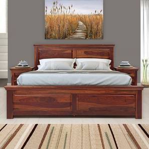 All Beds In Navi Mumbai Design Sophia Solid Wood Queen Size Box Storage Bed in Walnut Finish