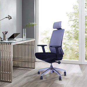 Study Chair In Mumbai Design Spine Metal Study Chair With Headrest in Grey Colour