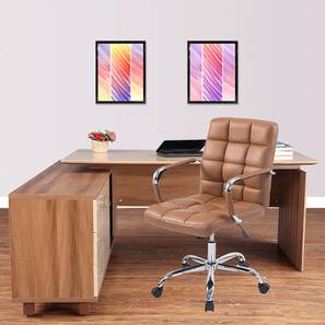 Study Chair Design Tulipa Fabric Study Chair in Tan Colour