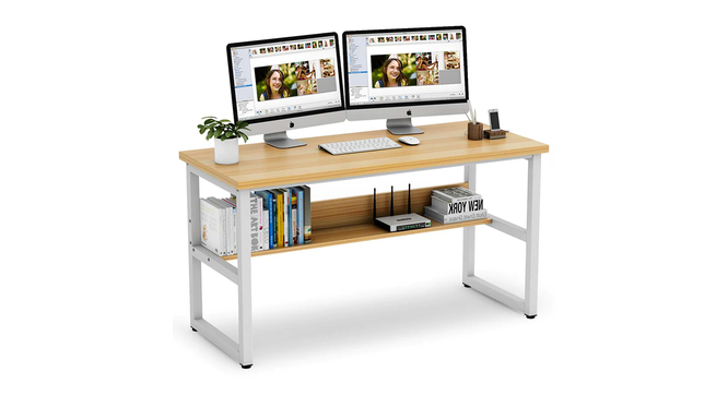 Niam Large Study Table - White (White, Wood Finish) by Urban Ladder - Cross View Design 1 - 359458