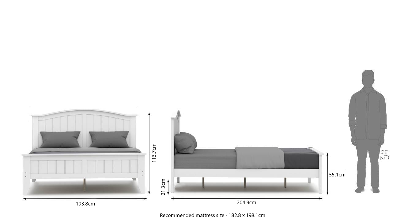 Wichita Solid Wood King Size Bed in White Finish Urban Ladder