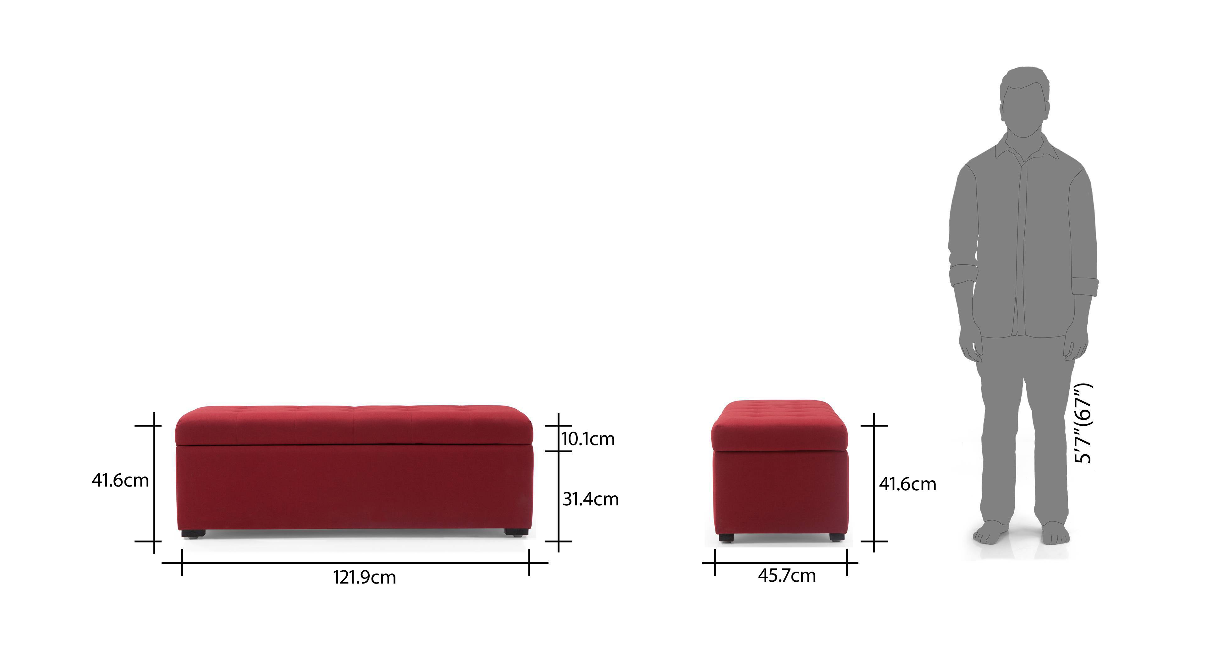 Carson upholstered storage bench sangira red 12