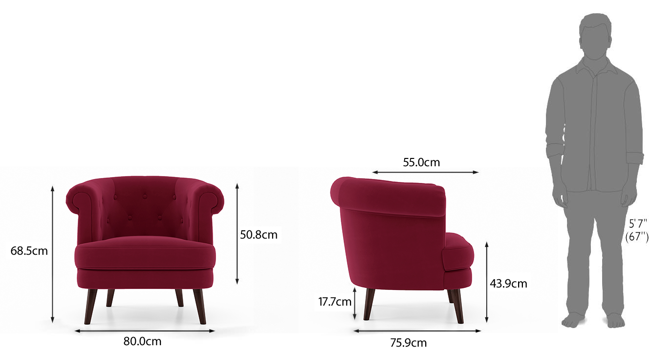 Bardor lounge chair fuschia red velvet 9
