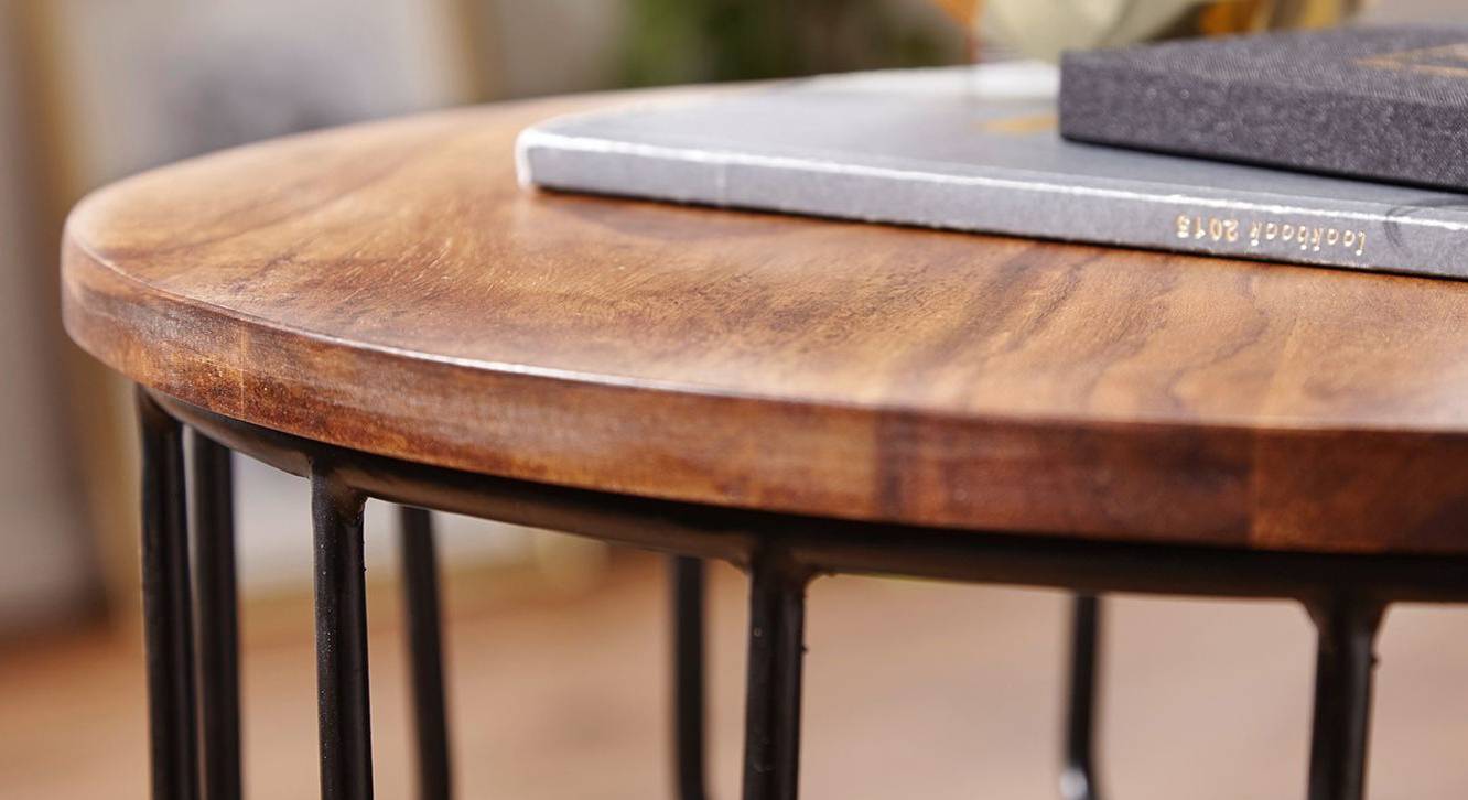 Finebuy Solid Wood Side Table in Semi Gloss Finish Urban Ladder