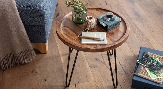 Fleming Side Table (Semi Gloss Finish, Honey Oak) by Urban Ladder - Front View Design 1 - 361851