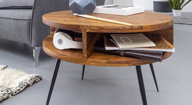Gwenael Side Table (Semi Gloss Finish, Honey Oak) by Urban Ladder - Front View Design 1 - 361886