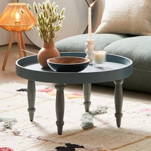 woodenmood Dita Solid Wood Side Table in Semi Gloss Blue Finish-picture-18