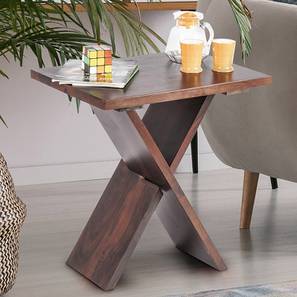 Collections New In Hooghly Design Darcy Solid Wood Side Table in Walnut Finish