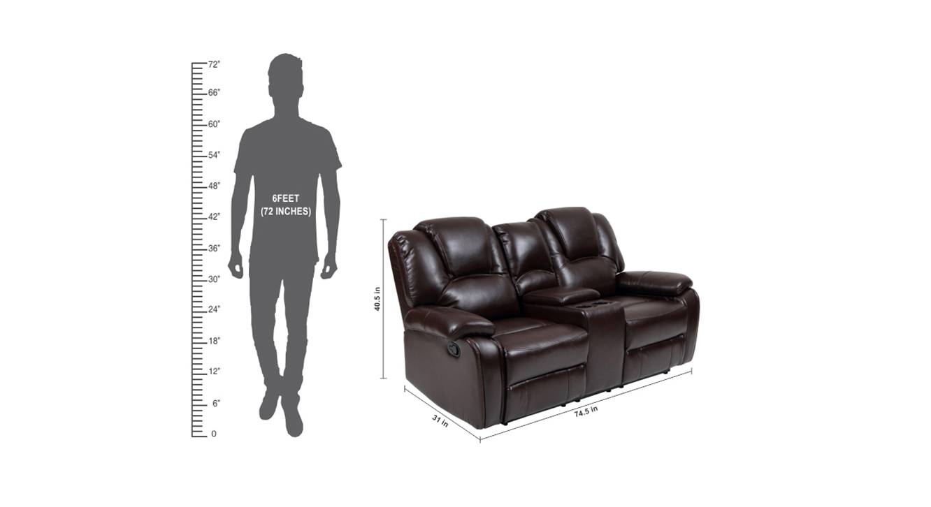 Orlando Leatherette Recliner Sofa 2 Seater Dark Brown Urban Ladder