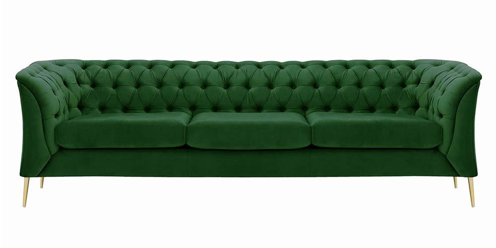 Corbyn Chesterfield Fabric Sofa - (Dark Green Velvet) by Urban Ladder - - 
