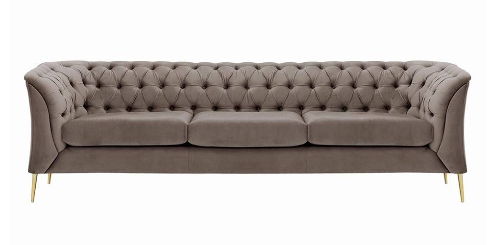 Corbyn Chesterfield Fabric Sofa - (Brown Velvet) by Urban Ladder - - 