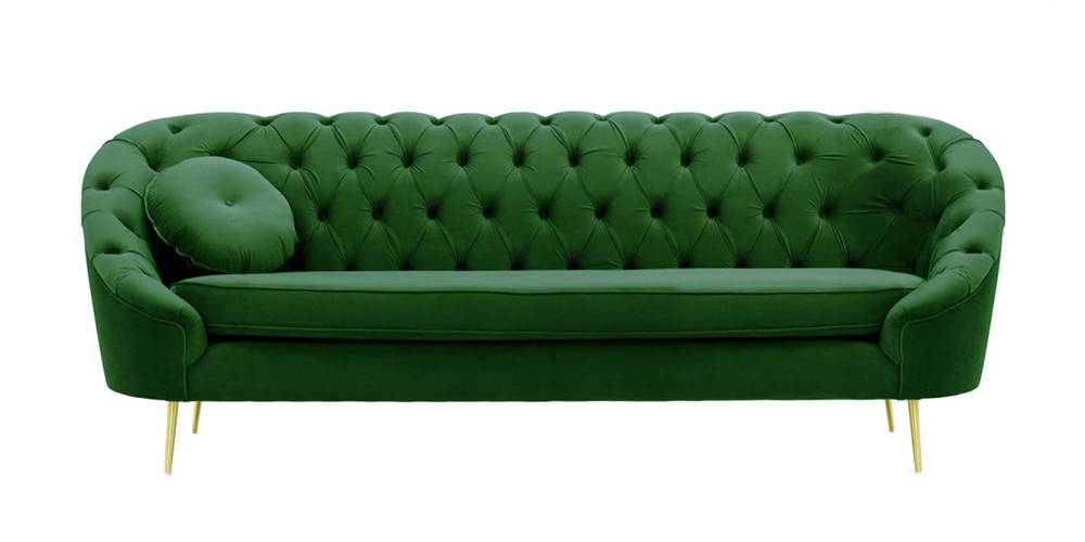 Claire Tufted Fabric Sofa (Dark Green Velvet) by Urban Ladder - - 