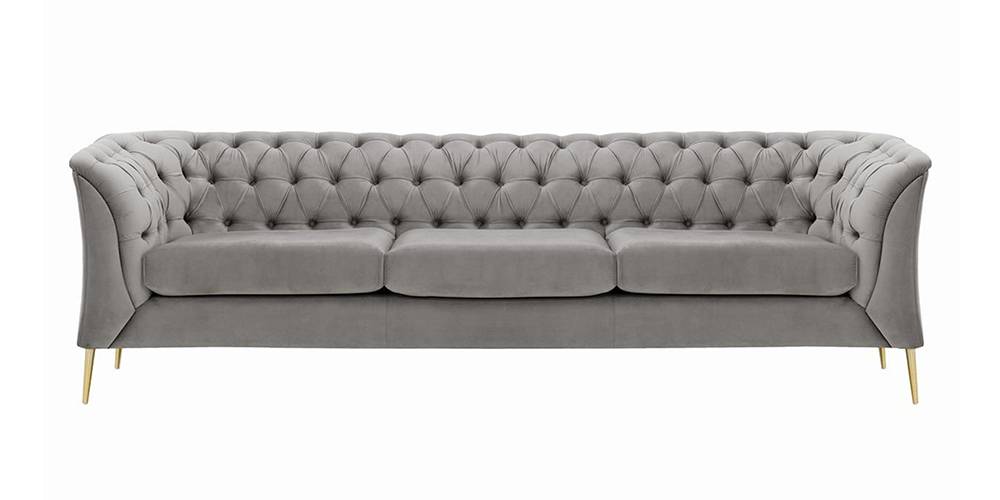 Corbyn Chesterfield Fabric Sofa - (Sliver Velvet) by Urban Ladder - - 