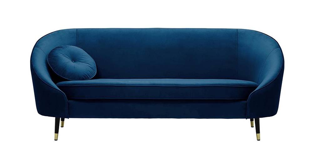 Kylan Fabric Sofa (Indigo Blue Velvet) by Urban Ladder - - 
