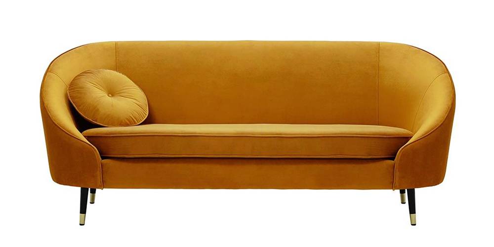 Kylan Fabric Sofa (Mustard Velvet) by Urban Ladder - - 