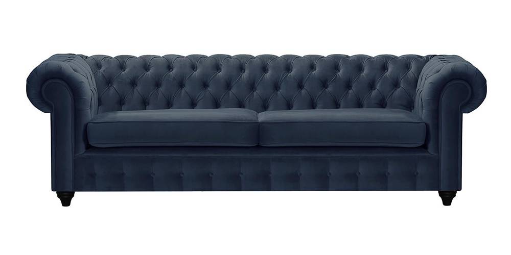 Mcduff Chesterfield Fabric Sofa (Indigo Blue Velvet) by Urban Ladder - - 