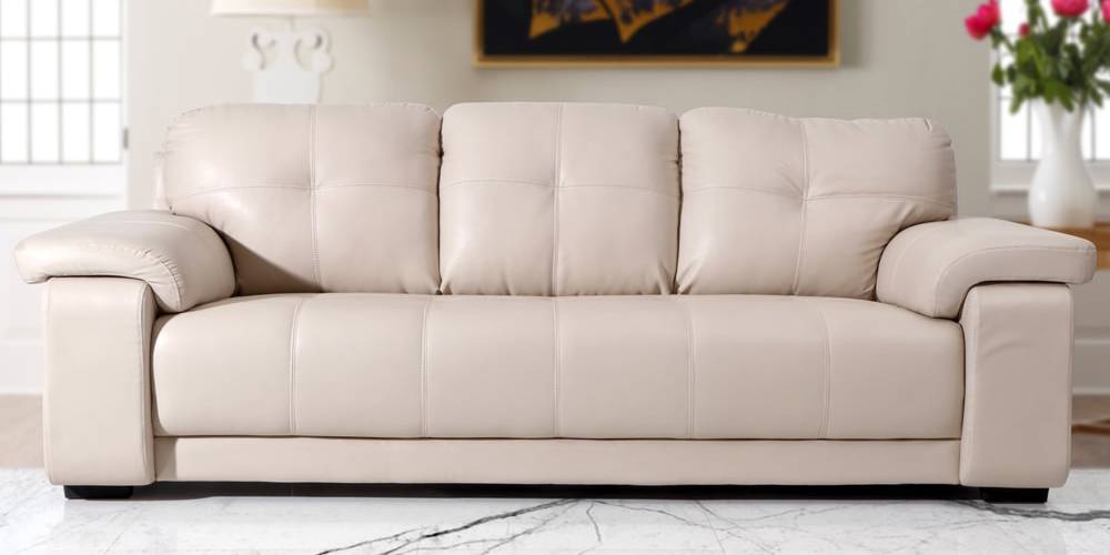 Marina Leatherette Sofa (Beige) Urban Ladder