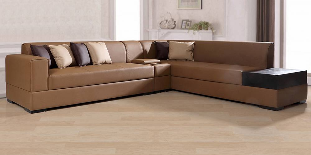 Alden Leathertte Sectional Sofa(Brown) by Urban Ladder - - 