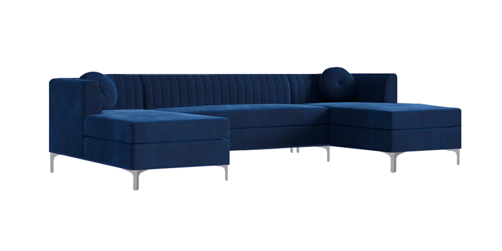 Amora U Shape Fabric Sofa (Navy Blue) Urban Ladder