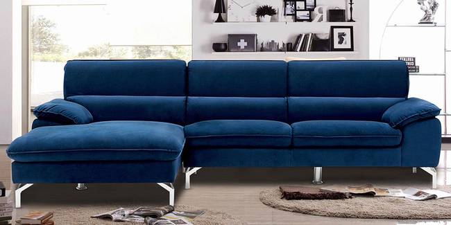 Lucca Sectional Fabric Sofa (None Standard Set - Sofas, Navy Blue, Fabric Sofa Material, Regular Sofa Size, Soft Cushion Type, Sectional Sofa Type, Right Sectional Sofa Custom Set - Sofas)