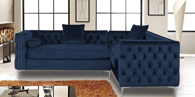 Wasaga Sectional Fabric Sofa (None Standard Set - Sofas, Navy Blue, Fabric Sofa Material, Regular Sofa Size, Soft Cushion Type, Sectional Sofa Type, Right Sectional Sofa Custom Set - Sofas)