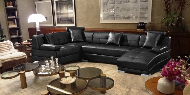 Sydney Sectional Sofa (Black) (Black, None Standard Set - Sofas, Leatherette Sofa Material, Regular Sofa Size, Soft Cushion Type, Sectional Sofa Type, Left Sectional Sofa Custom Set - Sofas)