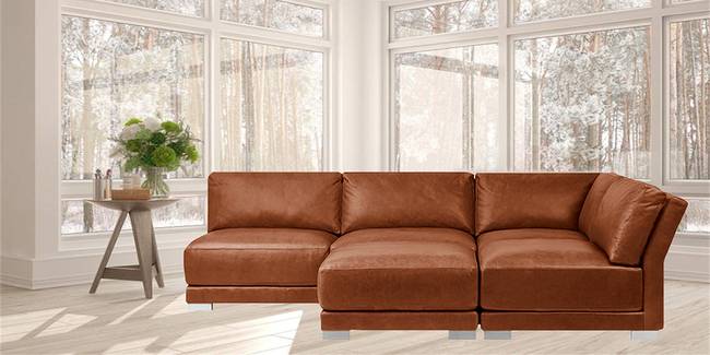 Thatcher Sectional Leatherette Sofa(Tan Brown) (None Standard Set - Sofas, Leatherette Sofa Material, Regular Sofa Size, Soft Cushion Type, Sectional Sofa Type, Tan Brown, Left Sectional Sofa Custom Set - Sofas)
